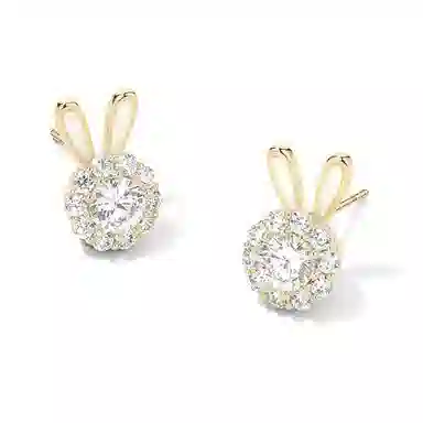尚先生 甜美可旋转长耳兔子高级感轻奢锆石养耳洞银针 铜 耳钉 女款