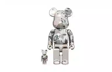 BE@RBRICK x BAPE Camo Shark Silver
