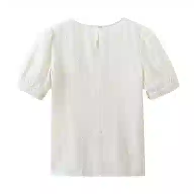 茵曼 纯色短款短袖衬衫 女款 淡香杏