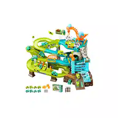 贝杰斯 恐龙汽车轨道闯关大冒险 电动工程 早教益智玩具