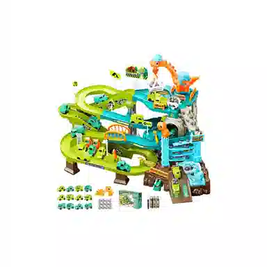 贝杰斯 恐龙汽车轨道闯关大冒险 电动工程 早教益智玩具