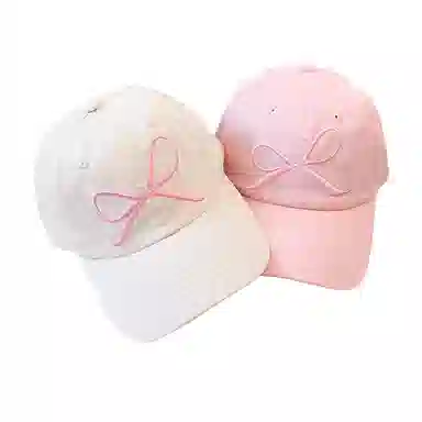 啄木鸟 刺绣蝴蝶结可爱甜美棒球帽显脸小休闲学生户外遮阳帽 棉 鸭舌帽 女款