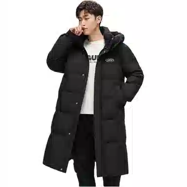 鸭鸭 拼色加厚长款休闲长袖羽绒服 男女同款