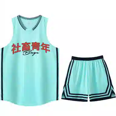 八哥 条纹撞色拼接字母印花背心宽松百搭短裤休闲运动套装 男女同款 黑色