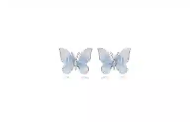 牧言 冷淡风气质简约小众设计高级感 光面立体碎石渐变蓝色蝶梦耳饰 合金 冰糖蝴蝶耳钉 女款
