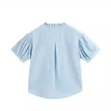 儿童款 【天丝凉感】英氏 夏季 法式立领莱赛尔衬衣中大童衣服女童甜美短袖褶皱衬衫
