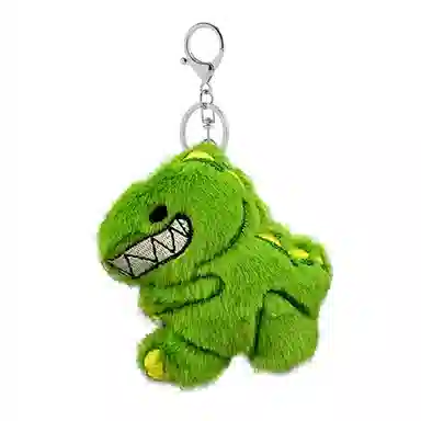 一点潮玩 卡通绿色小恐龙 创意长毛 玩偶 毛绒挂件