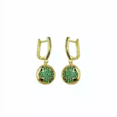 尚先生 法式高级感绿色清新防丢显白长款时尚气质 铜 耳环 女款