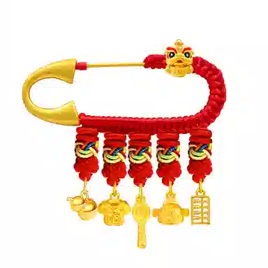 谧月珠宝 新中式小众设计 平安纳福寓意好 衣食无忧可爱出门佩戴压惊 合金 别针配饰 儿童款