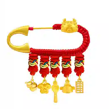 谧月珠宝 新中式小众设计 平安纳福寓意好 衣食无忧可爱出门佩戴压惊 合金 别针配饰 儿童款