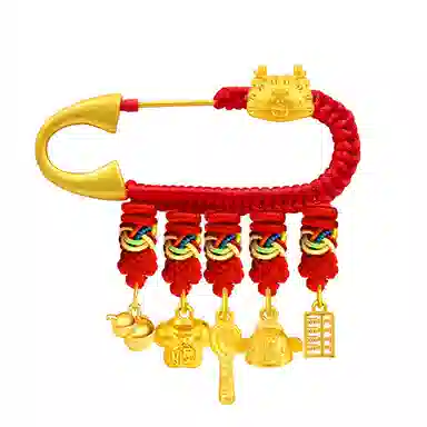 谧月珠宝 新中式小众设计 平安纳福寓意好 衣食无忧可爱出门佩戴压惊 合金 别针配饰 儿童款