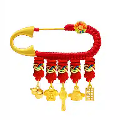 谧月珠宝 新中式小众设计 平安纳福寓意好 衣食无忧可爱出门佩戴压惊 合金 别针配饰 儿童款