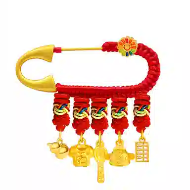 谧月珠宝 新中式小众设计 平安纳福寓意好 衣食无忧可爱出门佩戴压惊 合金 别针配饰 儿童款