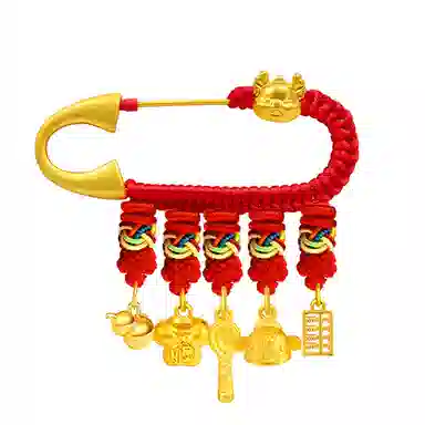 谧月珠宝 新中式小众设计 平安纳福寓意好 衣食无忧可爱出门佩戴压惊 合金 别针配饰 儿童款