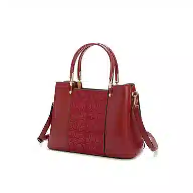 维尼奥 新中式刺绣高级感百搭大容量气质妈妈包通勤 合成革 手提包单肩斜挎 中号 女款 黑色/杏色/红色/蓝色