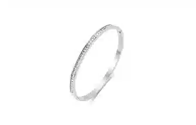 牧言 冷淡风气质简约小众设计高级感 光面闪耀单排闭口卡扣日常百搭手饰 钛钢 满天星手镯 女款