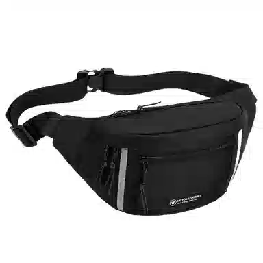 维多利亚旅行者 休闲百搭大容量潮流运动多拉链口袋防泼水 涤纶 斜挎包胸包 常规 男款 黑色