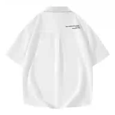 三体 水滴系列 简约基础字母印花宽松翻领开衫纯色休闲小清新美式复古高街潮牌时尚舒适透气薄款多巴胺短袖衬衫 男女同款