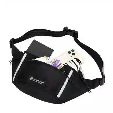 维多利亚旅行者 休闲百搭大容量潮流运动多拉链口袋防泼水 涤纶 斜挎包胸包 常规 男款 黑色