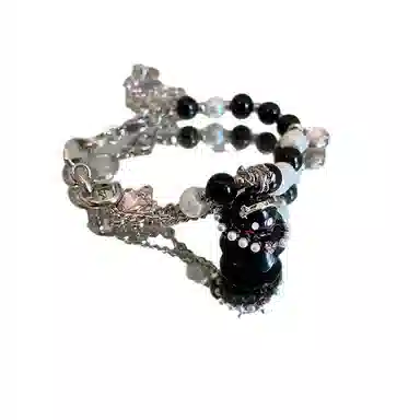 亲喜 黑白小幽灵 卡通串珠小众甜酷风辣妹个性可爱搞怪万圣节酷设计感 合金 手链 女款