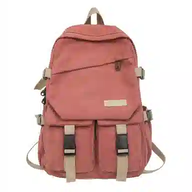 醇龙 男女通用多色帆布多口袋简约百搭大容量双肩包背包