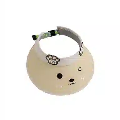 祎步康 卡通可爱猫咪大檐空顶帽 草编 户外旅游遮阳防晒帽 儿童款