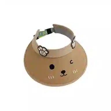 祎步康 卡通可爱猫咪大檐空顶帽 草编 户外旅游遮阳防晒帽 儿童款