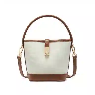 红蜻蜓 复古设计小众高级感百搭春夏高颜值 聚氨酯拼合成革 水桶包斜挎包 常规 女款 卡其色