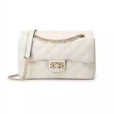 稻草人 小香风高级感小众时尚 聚氨酯 菱格链条包斜挎包 常规 女款 黑色/米白