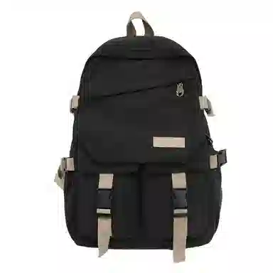 醇龙 男女通用多色帆布多口袋简约百搭大容量双肩包背包