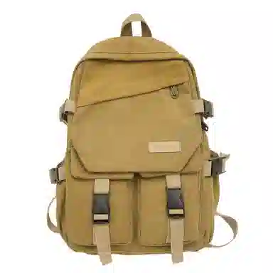 醇龙 男女通用多色帆布多口袋简约百搭大容量双肩包背包