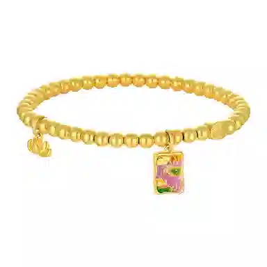 周大生 莫奈系列印象莲池小众设计感足金莲花方牌手饰 黄金 按克计价 手串 女款