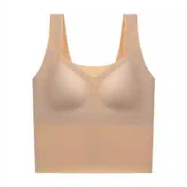 欧迪芬 纯色侧收无痕美背舒适自带胸垫无钢圈宽肩带背心 女款