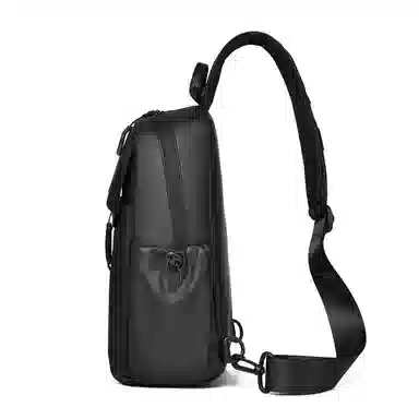 百搭休闲纯色机能风单肩包斜挎包 尼龙 胸包 常规 男女同款情侣款 黑色/灰色/蓝色