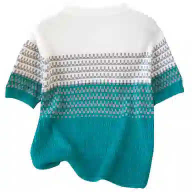 她池 条纹圆领套头针织衫 女款