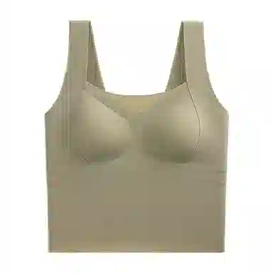 欧迪芬 纯色侧收无痕美背舒适自带胸垫无钢圈宽肩带背心 女款