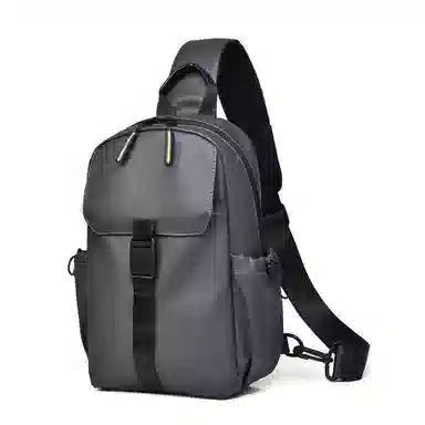 百搭休闲纯色机能风单肩包斜挎包 尼龙 胸包 常规 男女同款情侣款 黑色/灰色/蓝色