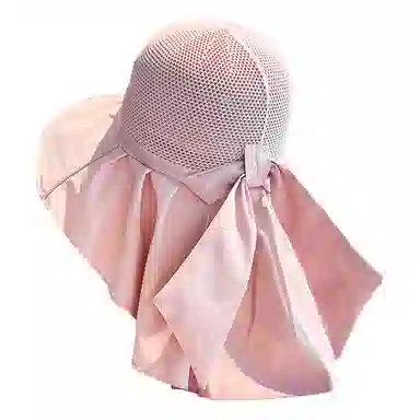 啄木鸟 优雅法式长披肩大帽檐遮阳帽子女夏季镂空透气全方位护脖颈美背沙滩太阳帽 聚酯纤维 防晒帽 女款