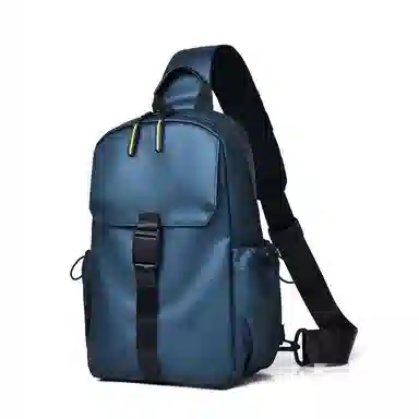 百搭休闲纯色机能风单肩包斜挎包 尼龙 胸包 常规 男女同款情侣款 黑色/灰色/蓝色