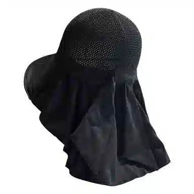 啄木鸟 优雅法式长披肩大帽檐遮阳帽子女夏季镂空透气全方位护脖颈美背沙滩太阳帽 聚酯纤维 防晒帽 女款