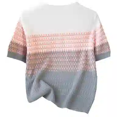 她池 条纹圆领套头针织衫 女款