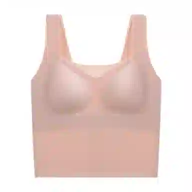 欧迪芬 纯色侧收无痕美背舒适自带胸垫无钢圈宽肩带背心 女款
