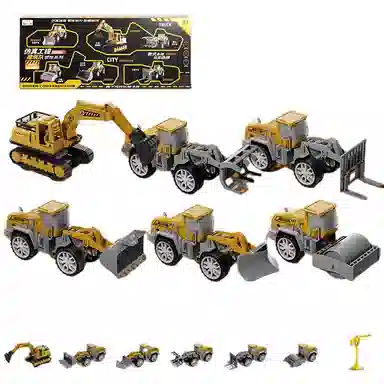 妙贝乐 城市工程卡车 惯性滑行 挖掘机 吊机 推土机 有趣 玩具