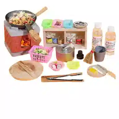 妙贝乐 真实厨具可做饭 复古小厨房 食品级安全材质 过家家 玩具