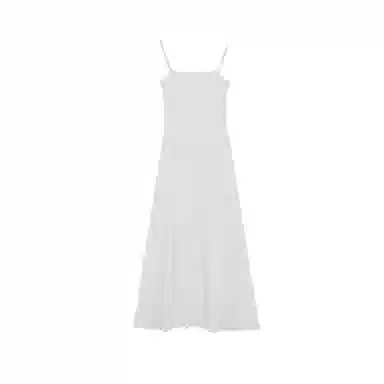 木清清 法式气质纯色合身吊带连衣裙 女款 白色