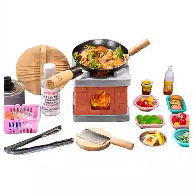 妙贝乐 真实厨具可做饭 复古小厨房 食品级安全材质 过家家 玩具