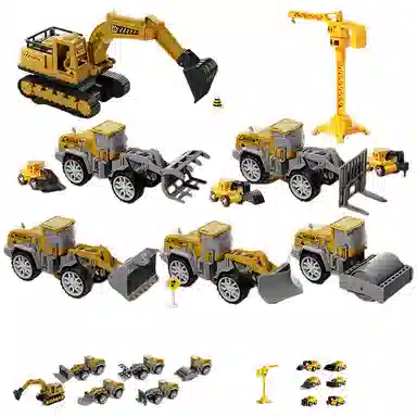 妙贝乐 城市工程卡车 惯性滑行 挖掘机 吊机 推土机 有趣 玩具