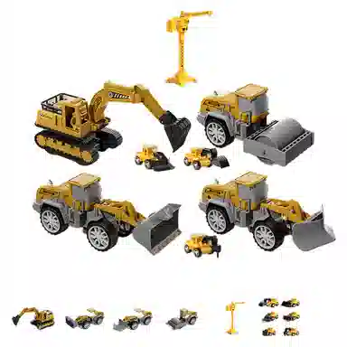 妙贝乐 城市工程卡车 惯性滑行 挖掘机 吊机 推土机 有趣 玩具
