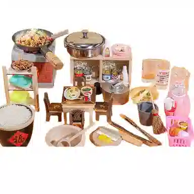 妙贝乐 真实厨具可做饭 复古小厨房 食品级安全材质 过家家 玩具