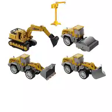 妙贝乐 城市工程卡车 惯性滑行 挖掘机 吊机 推土机 有趣 玩具